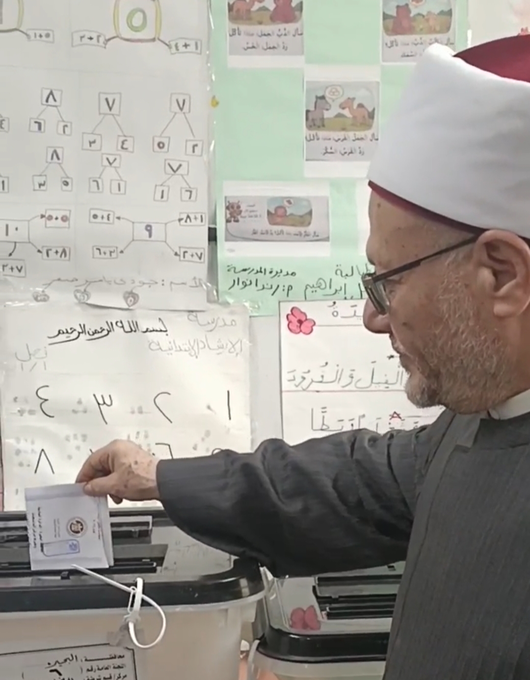 مفتي الجمهورية السابق يدلي بصوته في انتخابات مجلس النواب بمسقط رأسه بالبحيرة