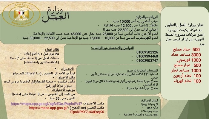 وظائف في مشروع الضبعة النووي