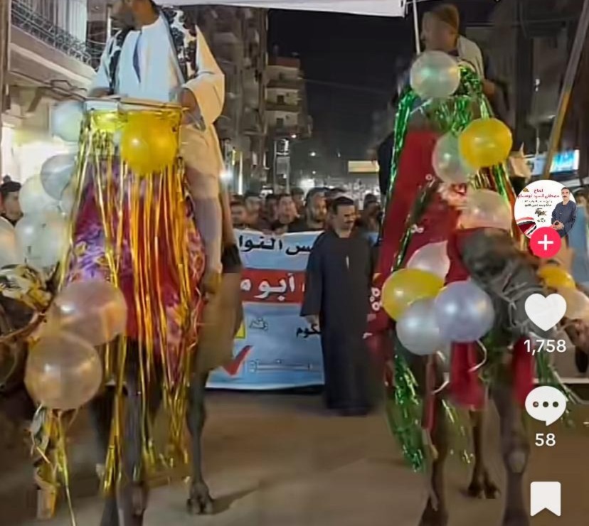 مسيرة لدعم مرشح انتخابي في شبين الكوم بالمنوفية