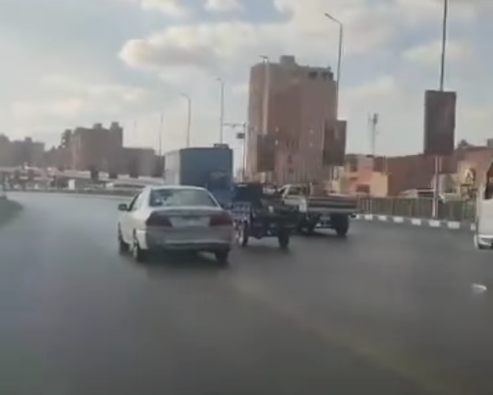 جانب من مطاردة السيارت للتروسيكل أعلى الطريق الدائري 