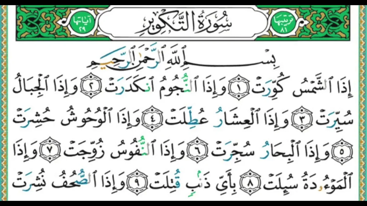 تفسير سورة التكوير ابن كثير