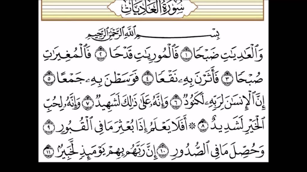 تفسير سورة العاديات ابن كثير