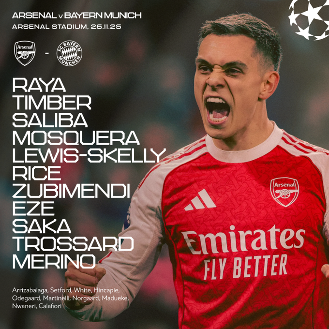 <strong>تشكيل أرسنال أمام بايرن ميونخ في دوري أبطال أوروبا</strong>