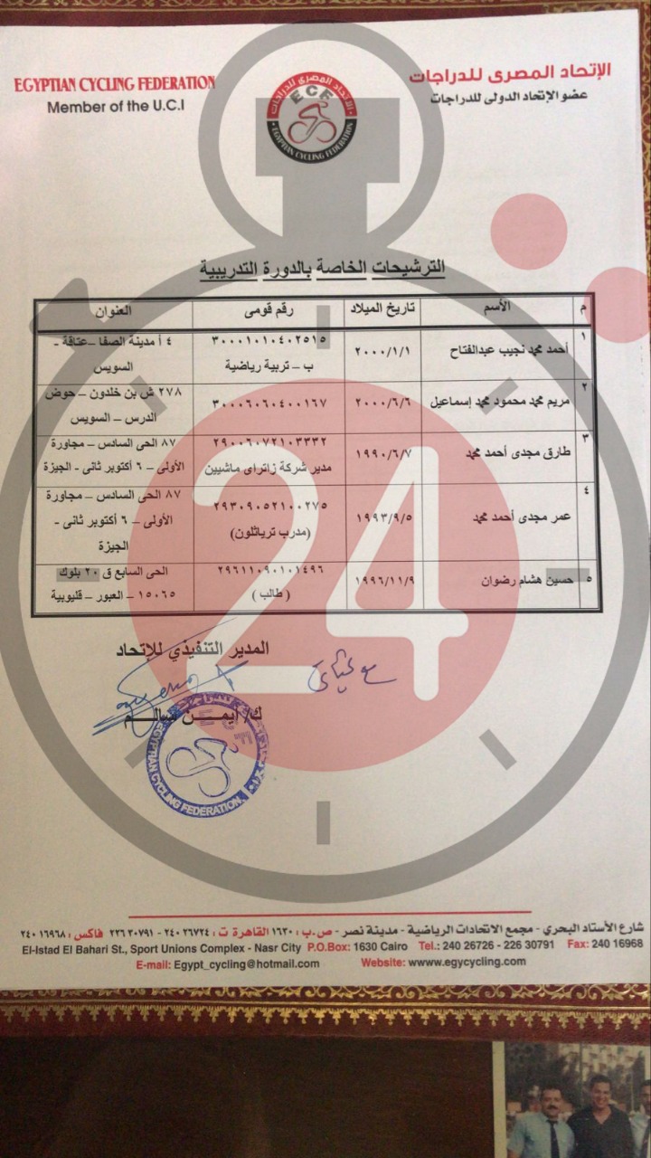 الأسماء المرشحة من قبل اتحاد الدراجات