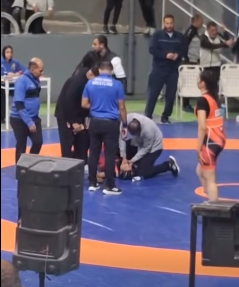 إصابة لاعبة المصارعة