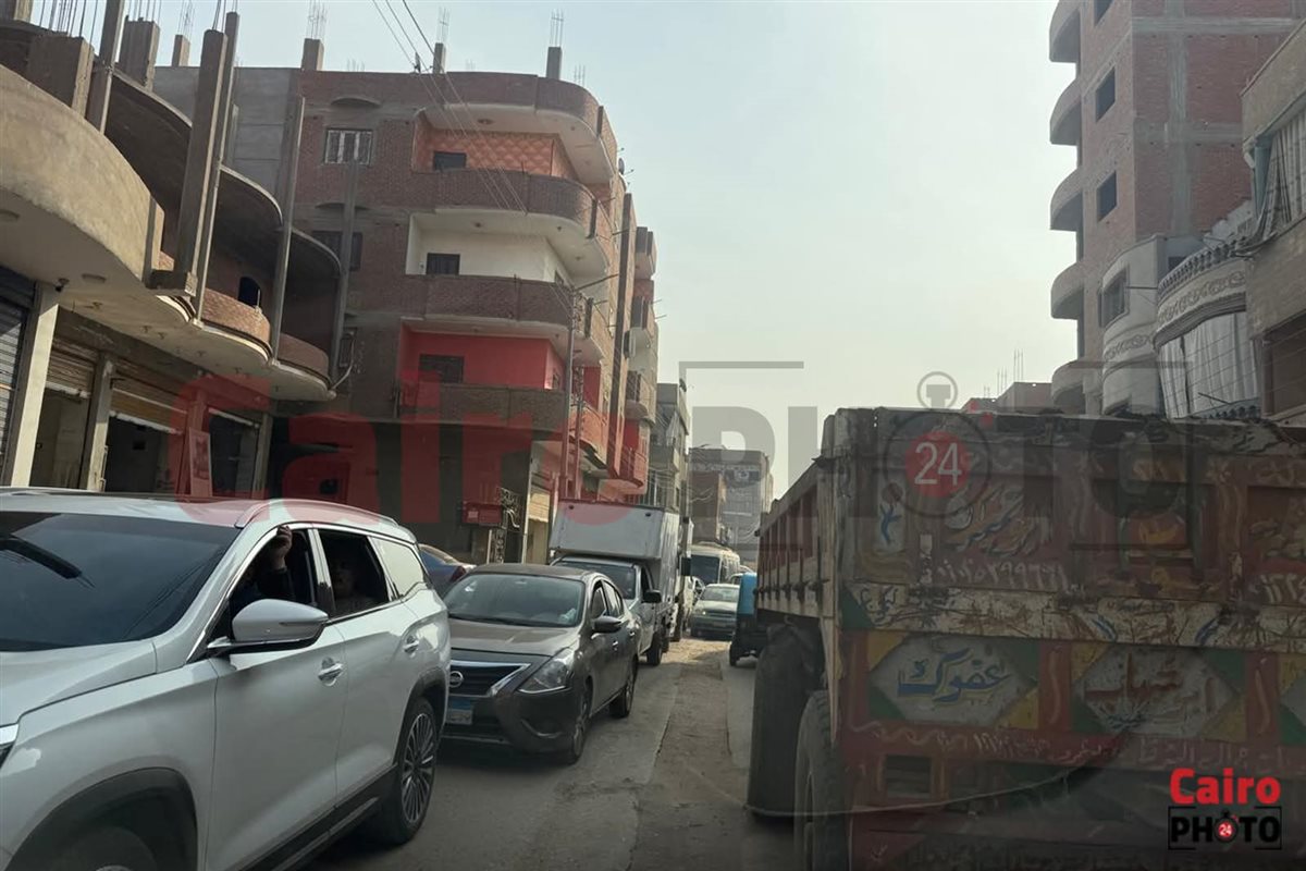 زحام مروري على طريق الباجور بالمنوفية