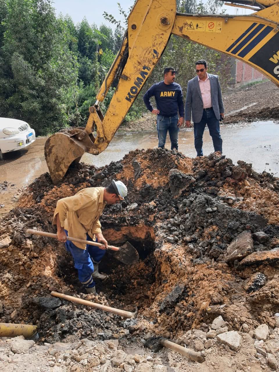 كسر خط مياه في المنوفية