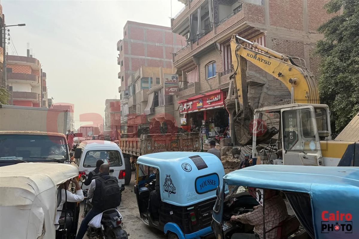 زحام مروري على طريق الباجور بالمنوفية 