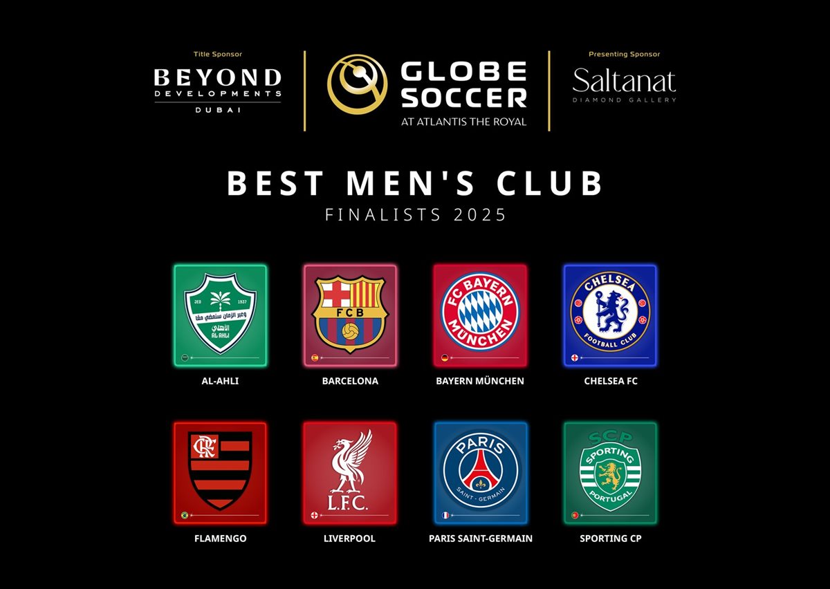 الأندية المرشحة لجائزة جلوب سوكر لأفضل ناد بالعالم 2025 