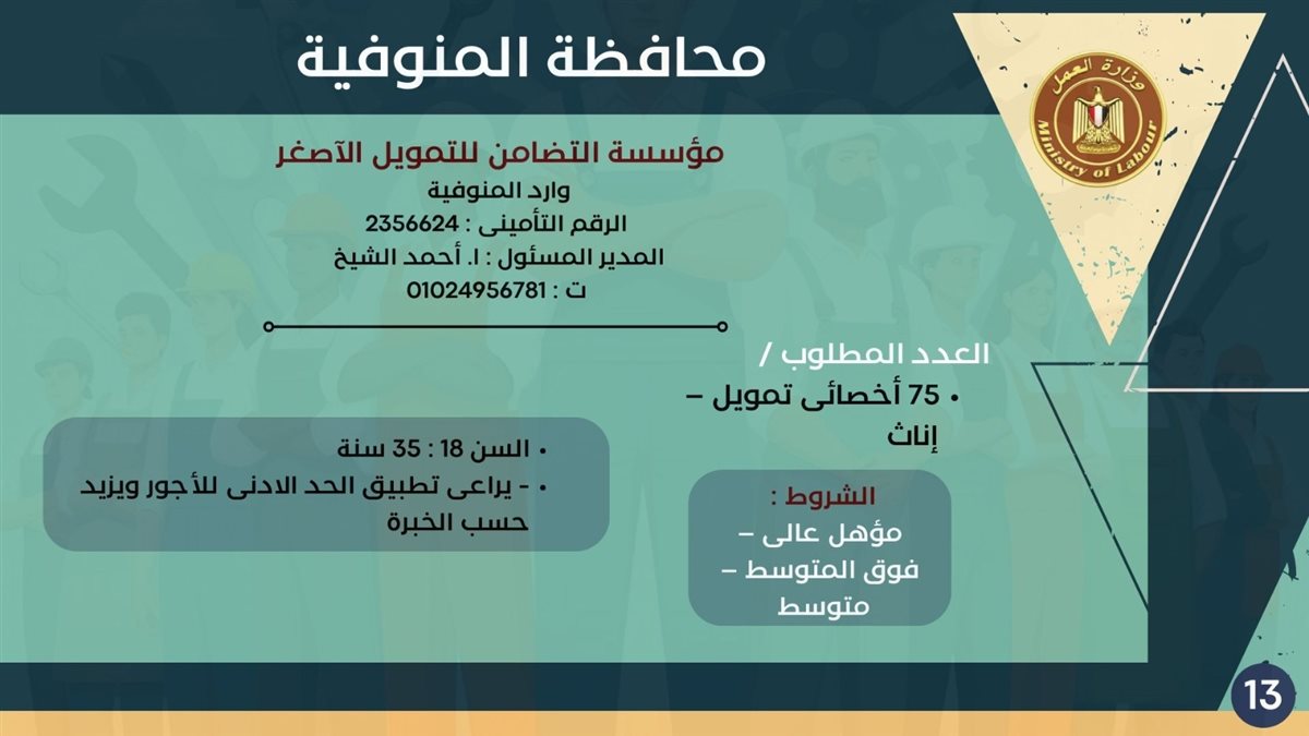 فرص التوظيف بمحافظة المنوفية