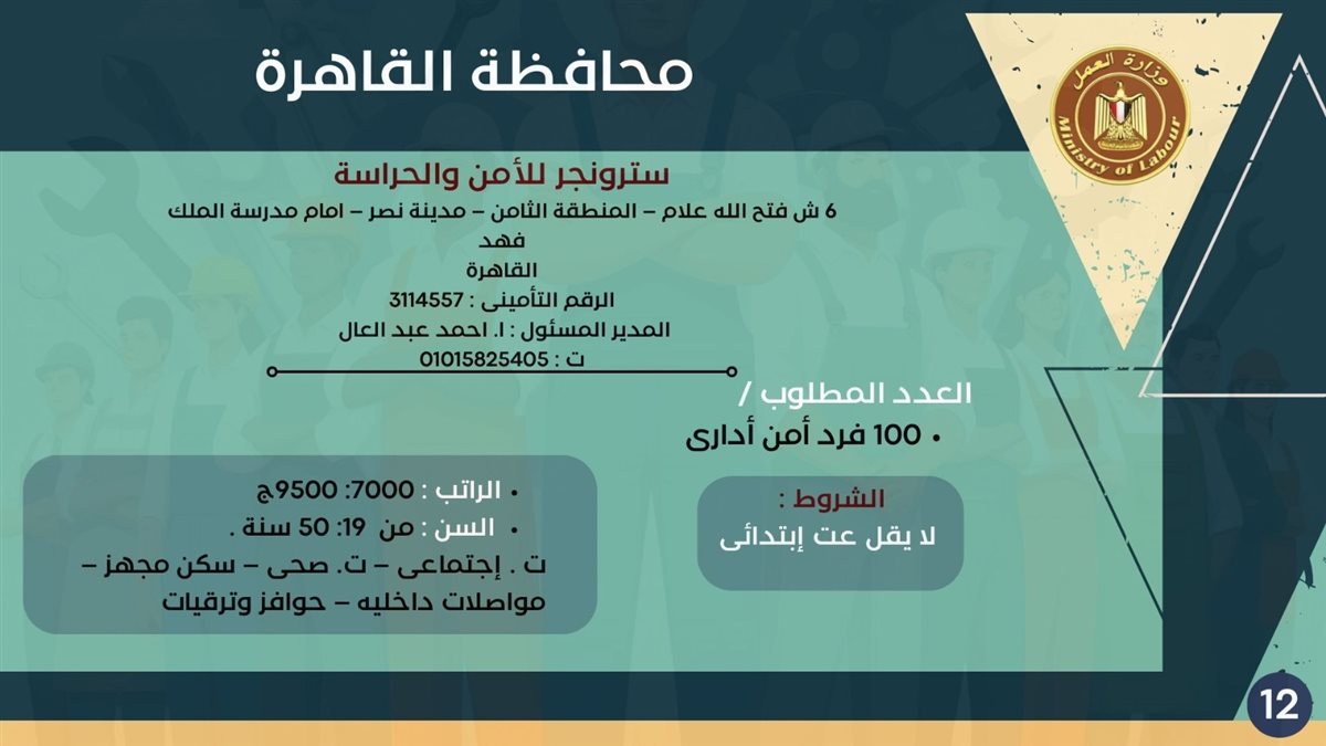 فرص التوظيف بمحافظة القاهرة