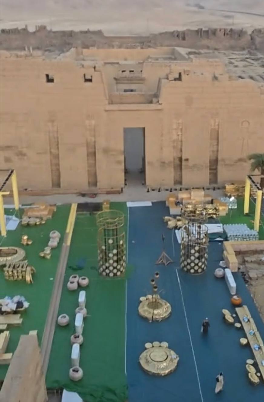 الصور المتداولة لوجود حفل في معبد مدينة هابو بالأقصر 