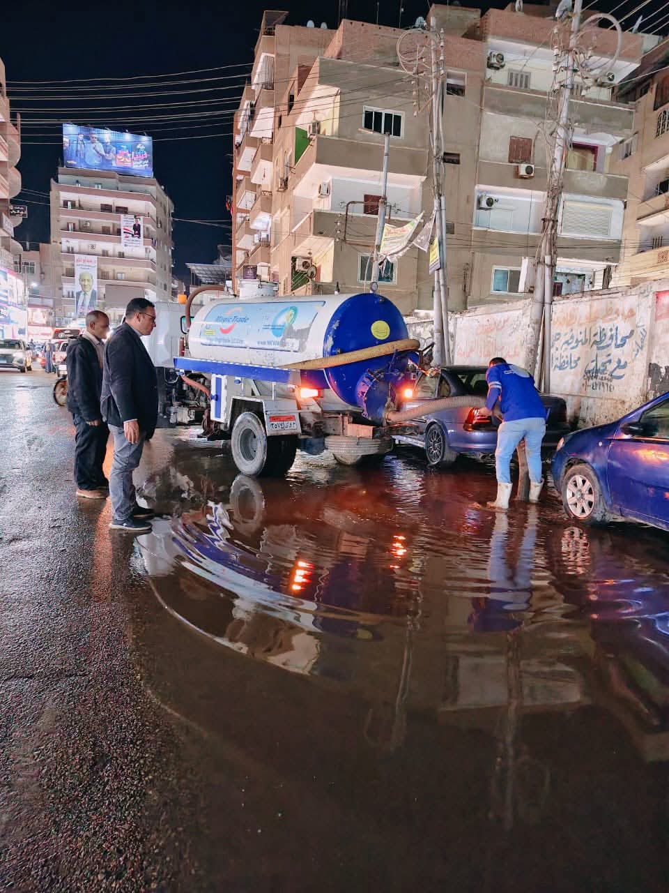 رفع آثار الأمطار من شوارع المنوفية