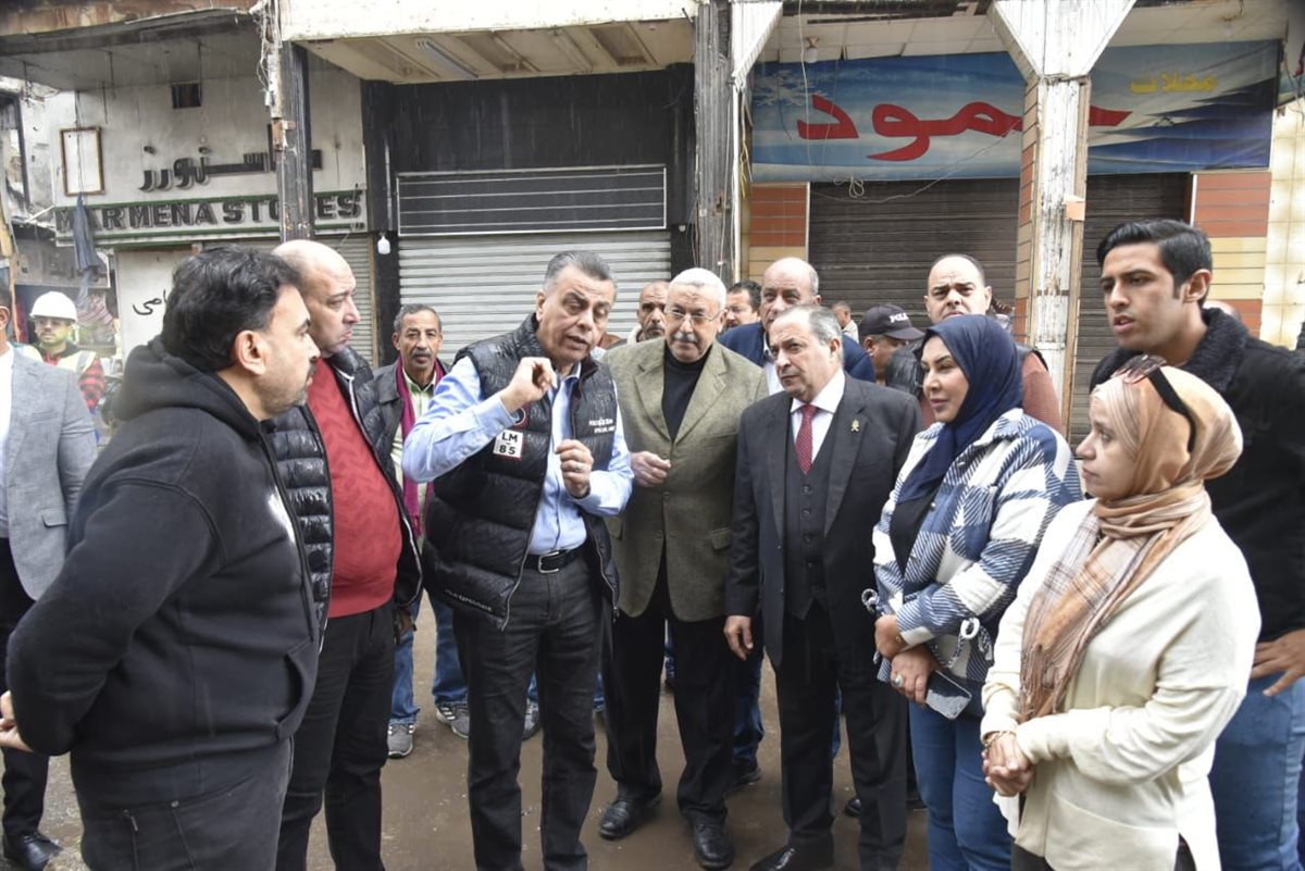 محافظ بورسعيد يتابع أعمال تطوير شارعي الحميدي والتجاري 