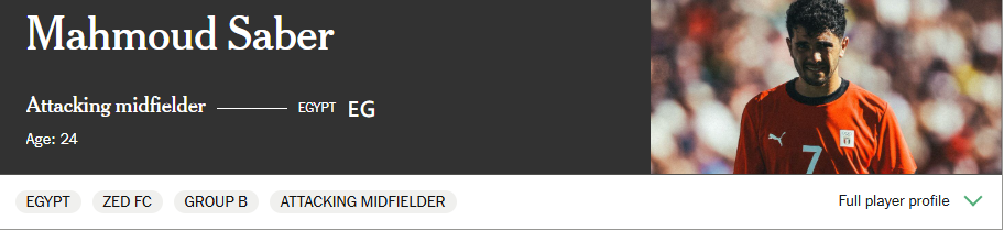 <strong>محمود صابر لاعب منتخب مصر ونادي زد</strong>