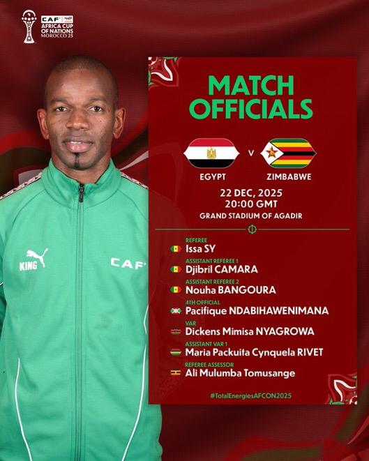 <strong>كاف يعلن طاقم حكام مباراة مصر وزيمبابوي اليوم في امم إفريقيا 2025</strong>