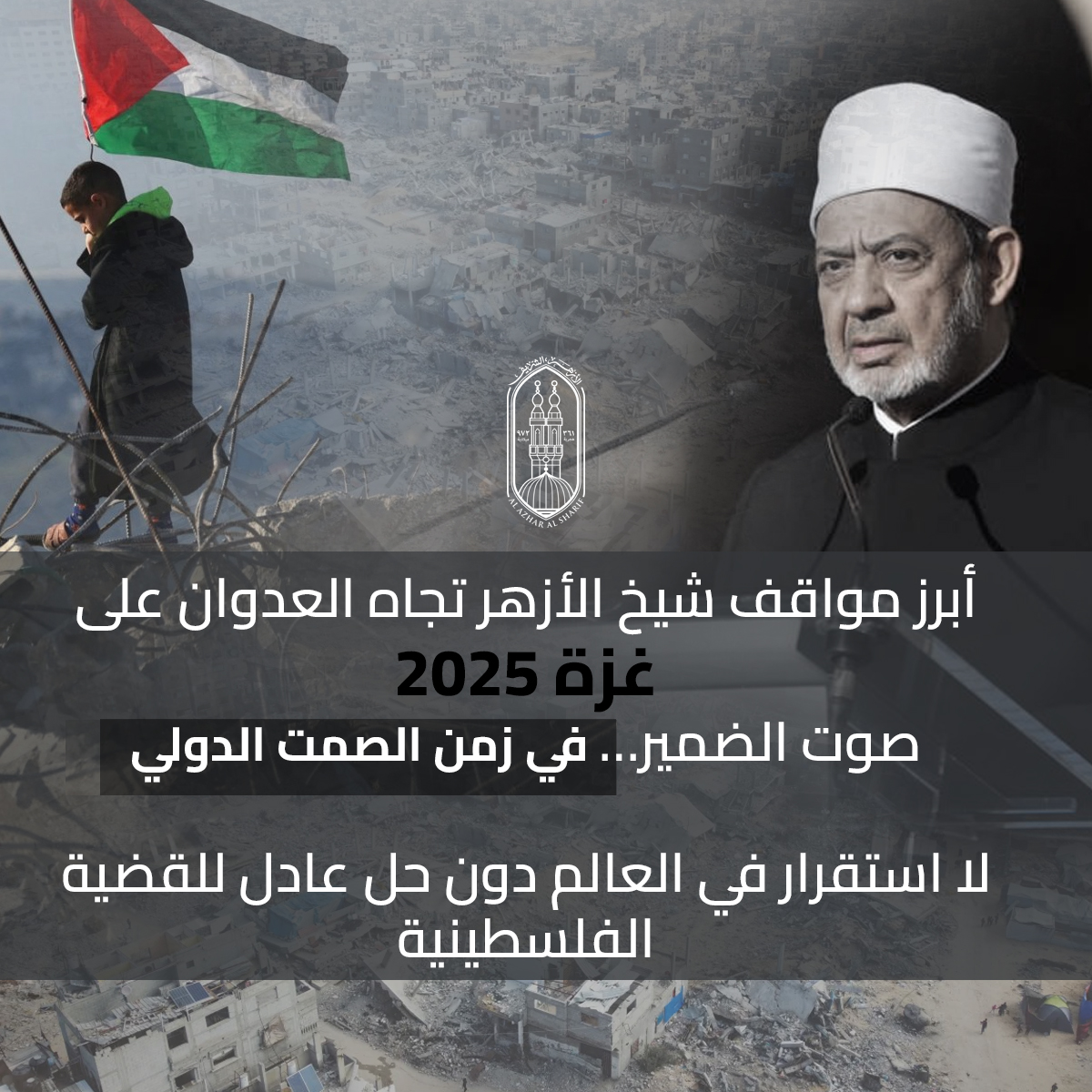 فضح أئمة التطبيع ورفض قاطع للتهجير.. جهود&nbsp;شيخ الأزهر في دعم القضية الفلسطينية والتعريف بمعاناة أبرياء غزة خلال عام 2025