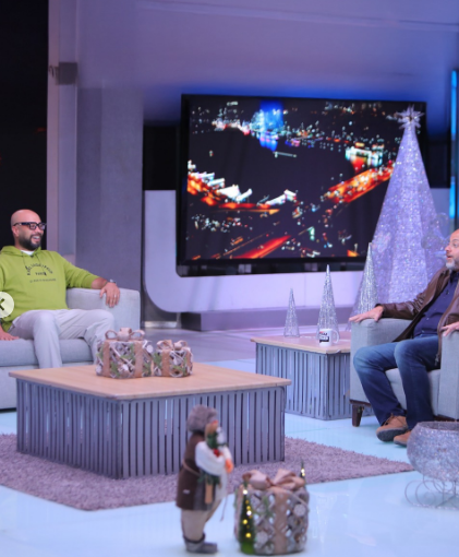 لقطات من كواليس حلقة حاتم صلاح ومعتز التوني ببرنامج يحدث في مصر