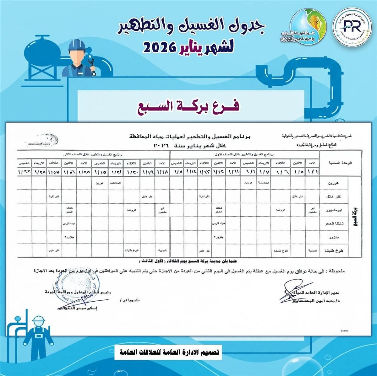 مواعيد انقطاع المياه في المنوفية خلال شهر يناير