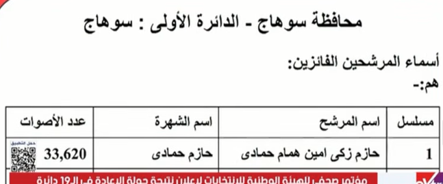 <strong>نتيجة الـ 19 دائرة الملغاة بالمرحلة الأولى لانتخابات النواب&nbsp;</strong>