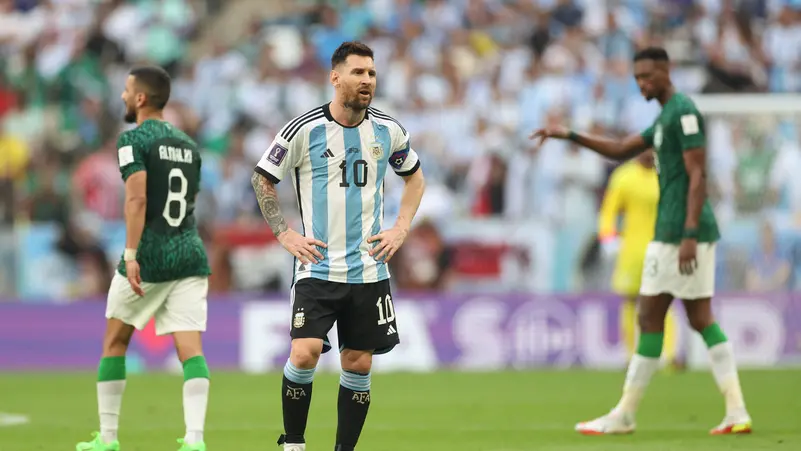 <strong>ميسي من مباراة الأرجنتين والسعودية في كأس العالم 2022 قطر</strong>