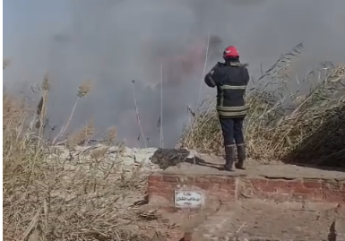 &nbsp;حريق داخل مقابر عين الصيرة بالقاهرة