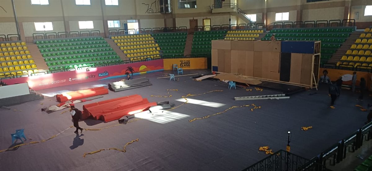 استعدادات الصالة المغطاة بالغردقة لبطولة الجودو