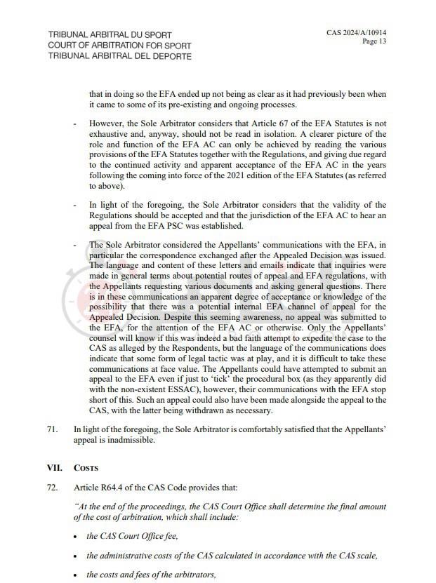 حكم محكمة كاس في قضية ناشئين بيراميدز (7)