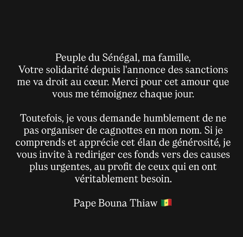 <strong>رسالة بابي ثياو إلى الشعب السنغالي</strong>