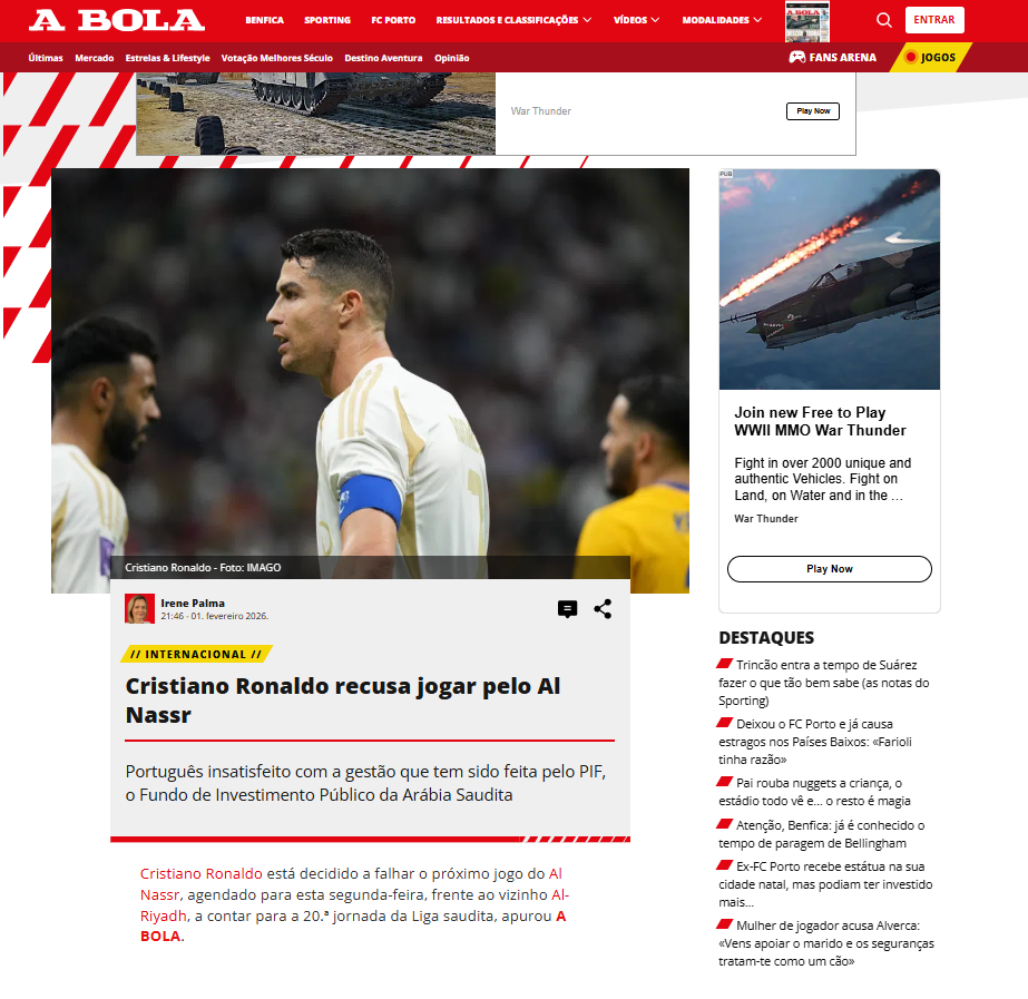 صحيفة A BOLA البرتغالية