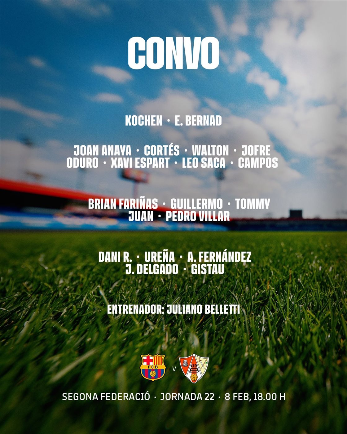 قائمة برشلونة أتلتيك لمواجهة بارباستو