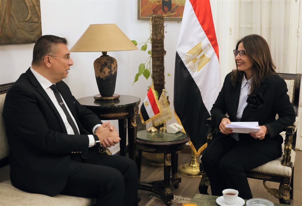 لقاء جيهان زكي والإعلامي عمرو الليثي&nbsp;