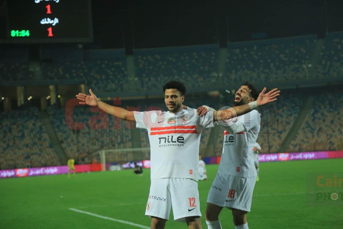 احتفال أحمد ربيع لاعب الزمالك بالهدف الثاني في شباك زد