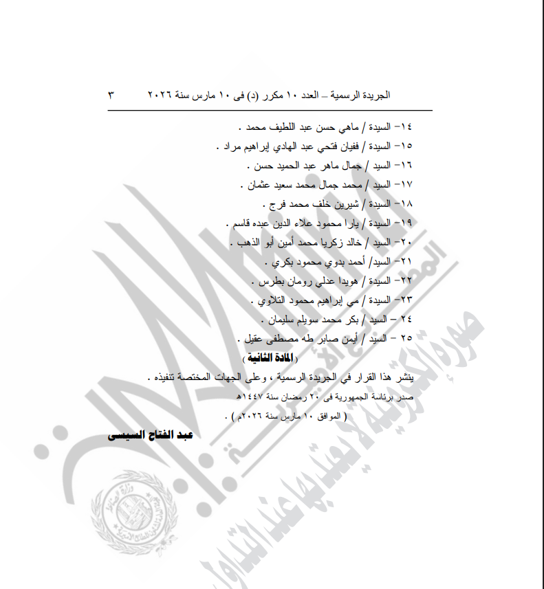 قرار رئيس الجمهورية بتشكيل المجلس القومي لحقوق الإنسان