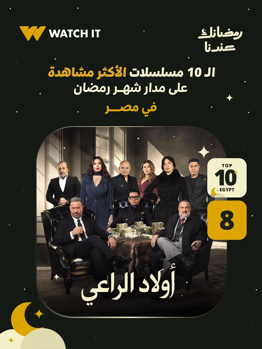 مسلسل أولاد الراعي يحتل المركز الثامن على منصة WATCHIT&nbsp;