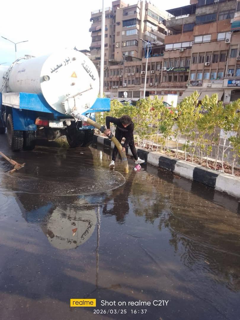 كسح مياه الأمطار ببورسعيد 