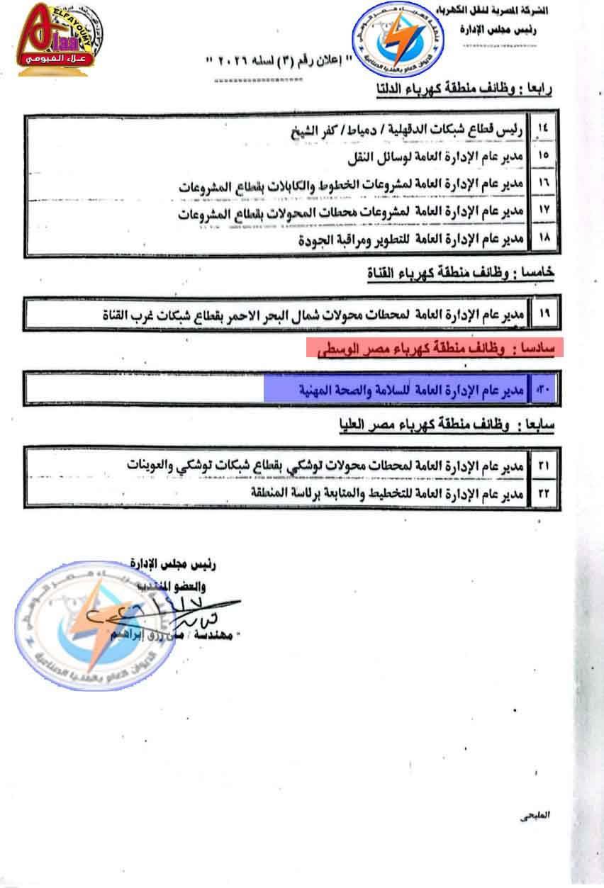 الشركة المصرية لنقل الكهرباء تعلن عن وظائف إدارية وقيادية عليا في مختلف المناطق