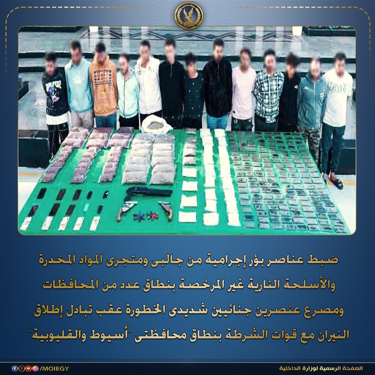 مصرع عنصرين جنائيين شديدى الخطورة أثناء التعامل مع الشرطة بـ أسيوط والقليوبية