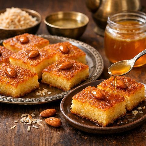 طريقة عمل البسبوسة العادية بالزبادي