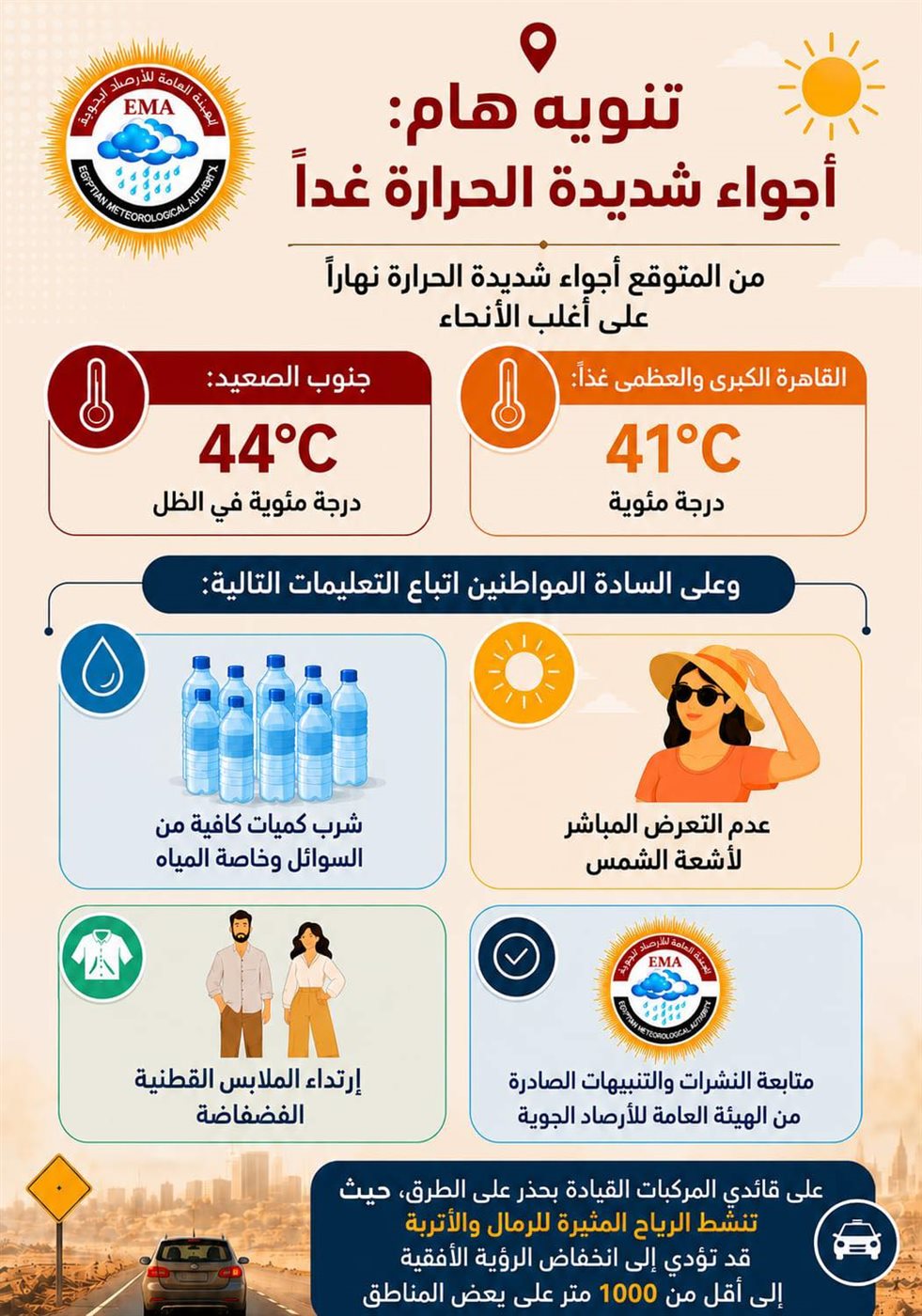 موجة حارة تضرب مصر ودرجات الحرارة المتوقعة