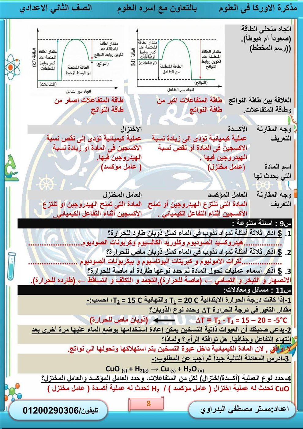 مراجعة نهائية الصف الثاني الإعدادي