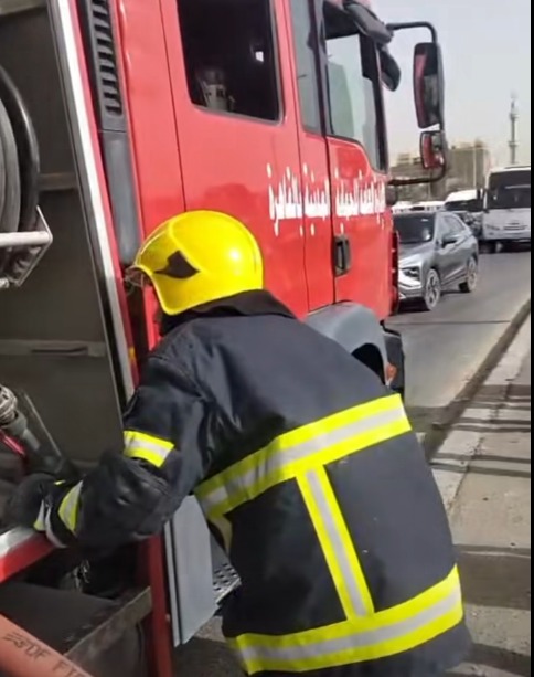 حريق أتوبيس بالأوتوستراد