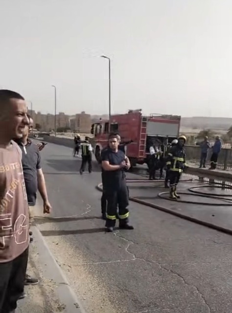 حريق أتوبيس بالأوتوستراد