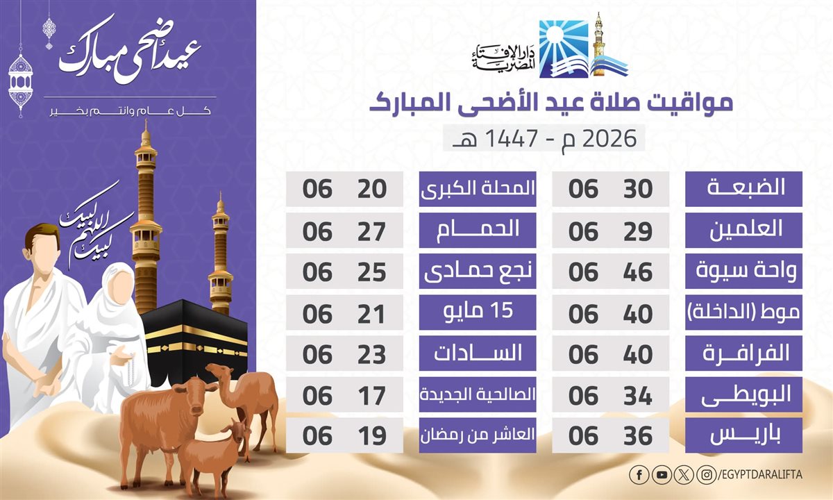 موعد صلاة العيد الأضحى