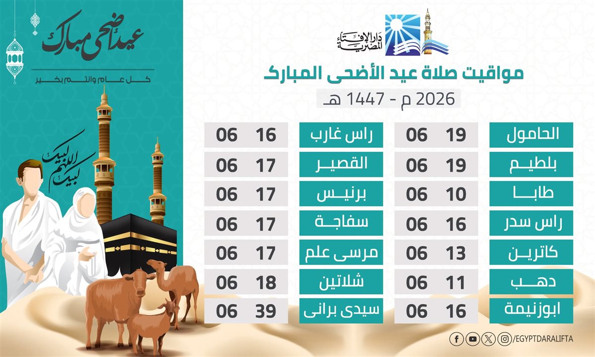 موعد صلاة عيد الأضحى المبارك