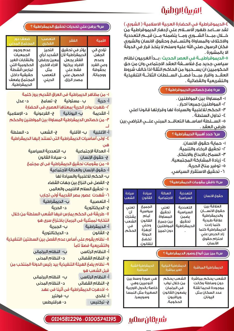 مراجعة التربية الوطنية لطلاب الثانوية العامة 2026