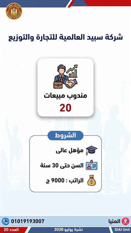 فرصة عمل جديدة بالمحافظات
