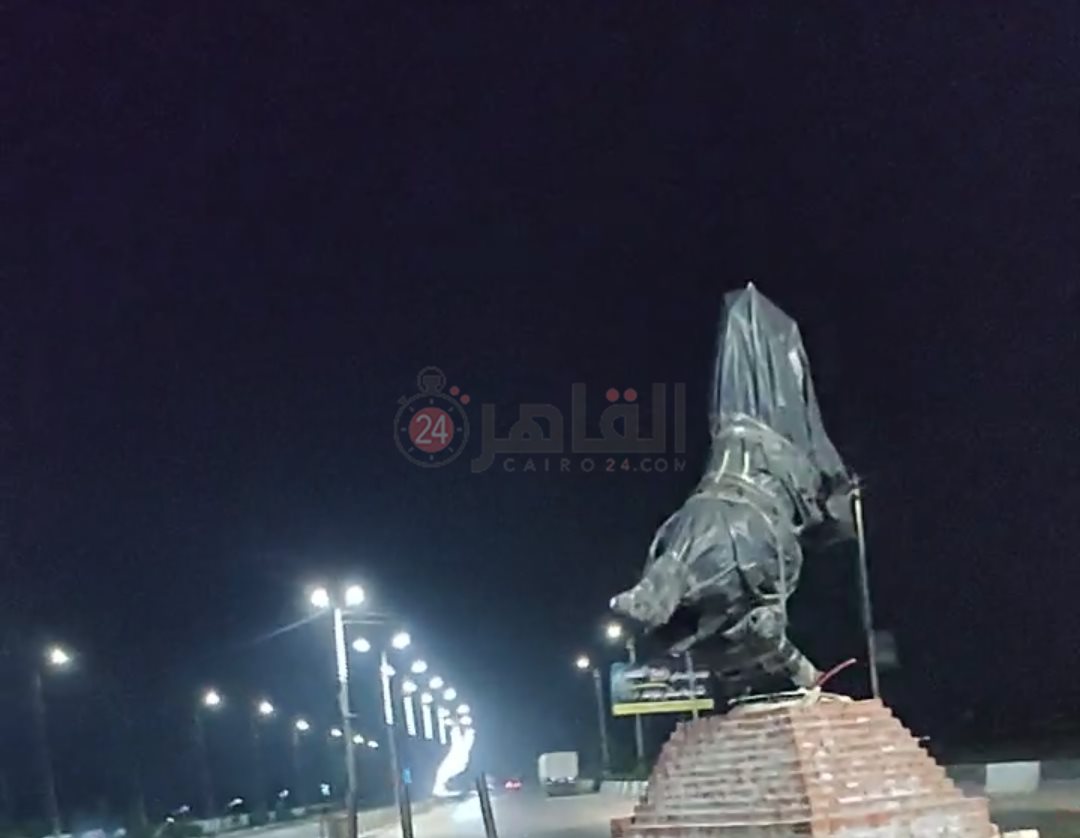 تغليف تمثال الحصان استعدادًا لافتتاحه بصورة رسمية 07