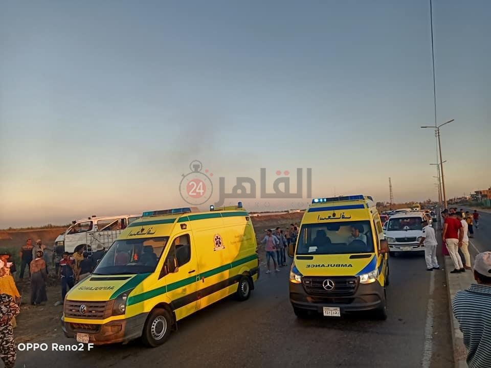 إنقلاب ميكروباص عل طريق كفر الشيخ بلطيم