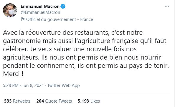 تغريدة ماكرون